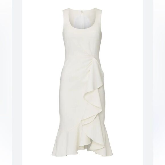 New Cinq A Sept Ruffle Angela MIDI Dress White Size 0 - Picture 13 of 16